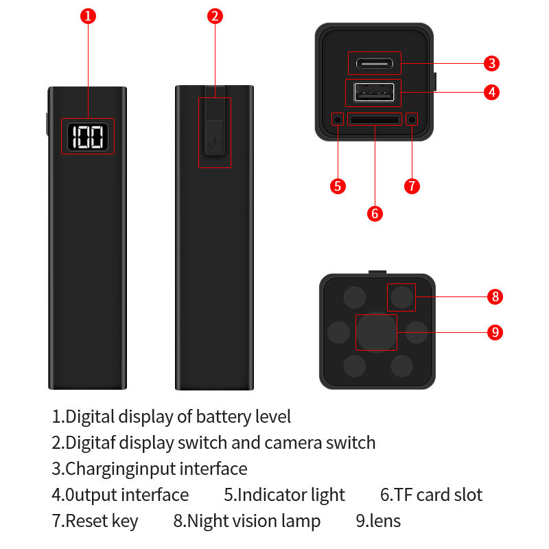 W25 WiFi Charger Camera 1080P HD Wireless Cam Night Vision 3600mAh Battery Wide Angle Support SD Card - Image 2