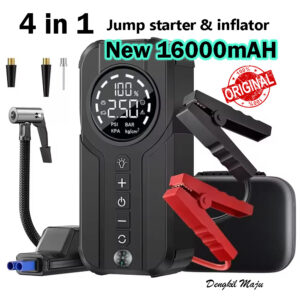 4-in-1 Car Power Bank Jump Starter 16000mah Charger Lithium Battery Pack Portable  Battery Booster Tyre Air Pump Inflator