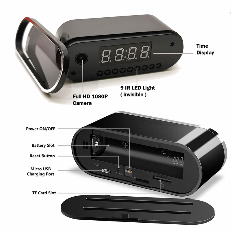 Wireless Wifi HD 1080P Mini Hidden IR Motion Spy Video Camera Alarm Clock Recorder - Image 8