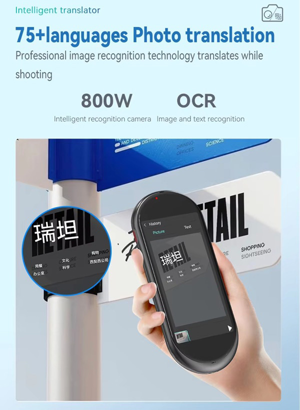 VORMOR A10 Two Way Language FAST Translation Touch Screen AI Online Offline Smart Voice Translator Image Recognition - Image 4