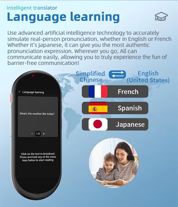 VORMOR A10 Two Way Language FAST Translation Touch Screen AI Online Offline Smart Voice Translator Image Recognition - Image 6