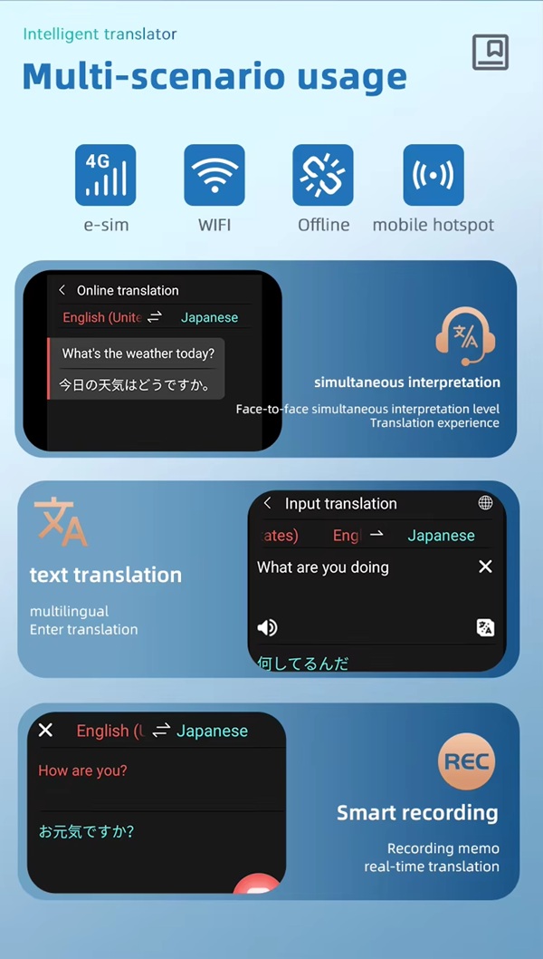 VORMOR A10 Two Way Language FAST Translation Touch Screen AI Online Offline Smart Voice Translator Image Recognition - Image 8